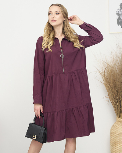 Bordové dámske šaty PLUS SIZE- Oblečenie
