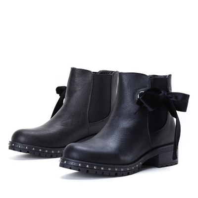 Czarne botki z kokardką Aimee - Obuwie