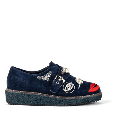 Tmavomodré topánky s dekoráciami Lagerrl - Obuv