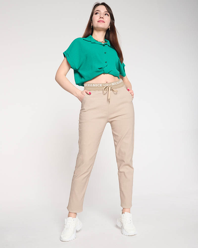 Dámske béžové nohavice PLUS SIZE - Oblečenie