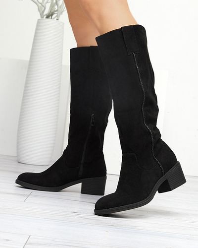 OUTLET Čierne čižmy do polovice lýtok Medina - Obuv