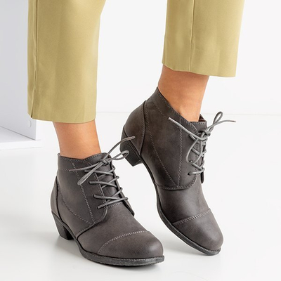 Dámské krajkové kotníkové boty s nízkým podpatkem Liboa - Obuv