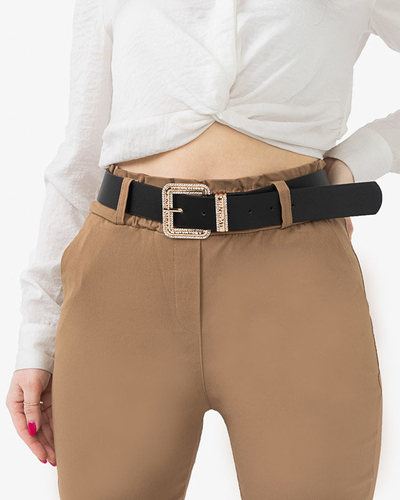 Dámsky čierny opasok so zlatou prackou s kubickým zirkónom - Doplnky