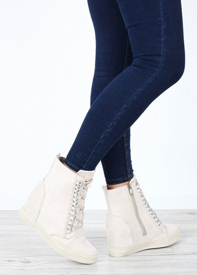 Beżowe sneakersy na krytym koturnie Savanetha - Obuwie