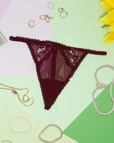 Gaštanové dámske tangá nohavičky - Spodná bielizeň