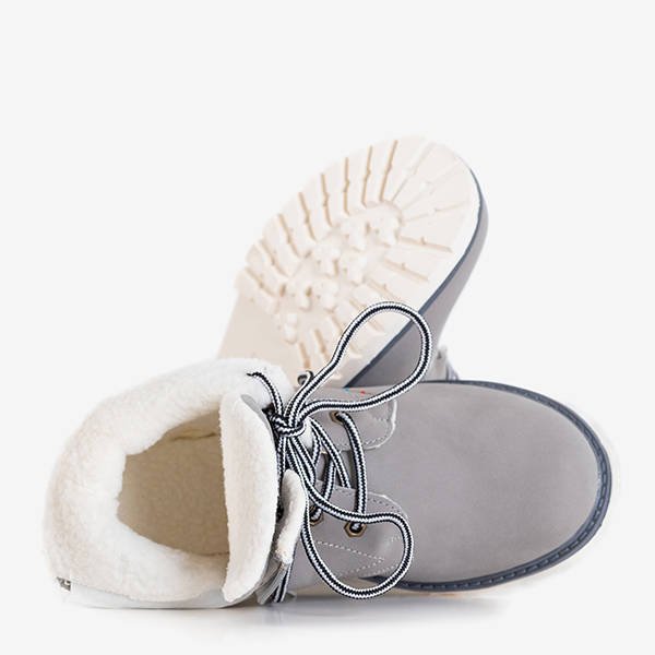 Šedé chlapčenské zateplené špičkové topánky - Obuv