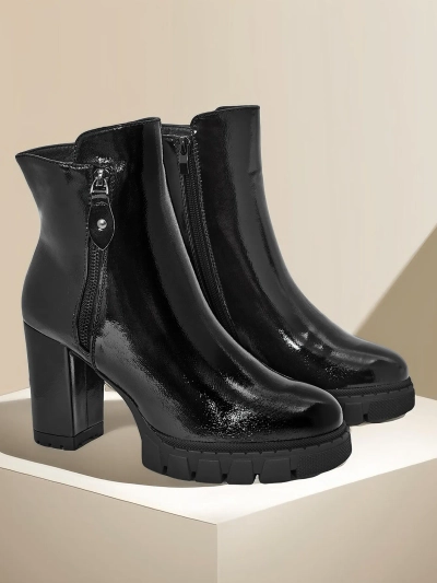 Royalfashion Patent dame ankel støvler på en stolpe Vemorro