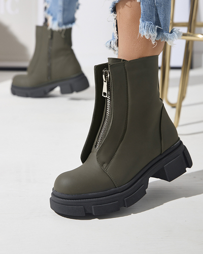 Dámske zateplené tmavozelené vysoké čižmy Slovys- Obuv