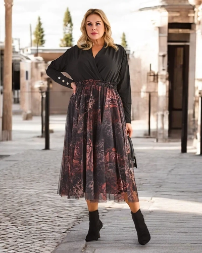 Royalfashion Dvojvrstvová midi sukňa pre ženy