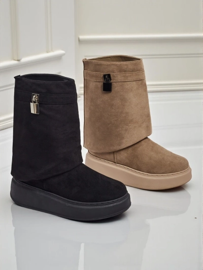 Kratki ženski škornji a'la za sneg z zgornjim delom, ki se zapenja Elizze