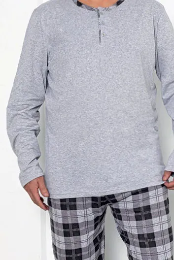 Royalfashion Pánske kárované bavlnené pyžamá PLUS SIZE