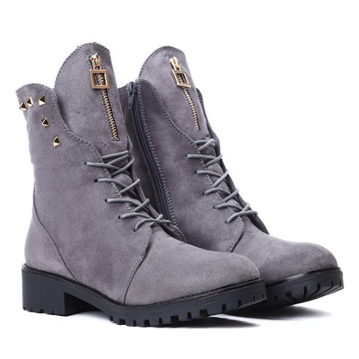 Szare workery z ćwiekami Joan- Obuwie