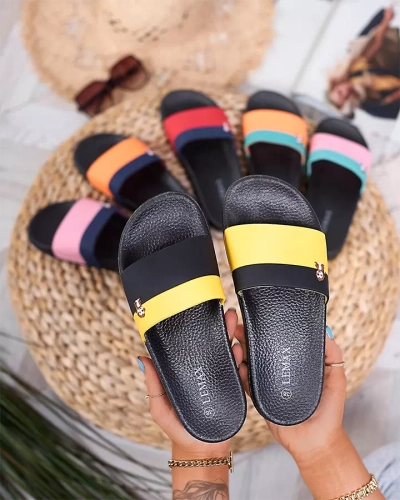Royalfashion Žlto-čierne dámske gumené šľapky Lierigs