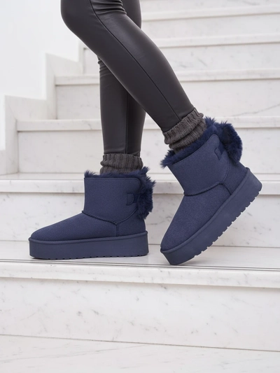 Royalfashion Dámske čižmy a'la snow boots v čiernej farbe Goroggo