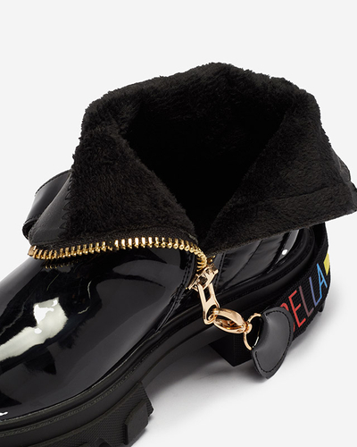 Dámske čierne lakované čižmy Osallu - Footwear
