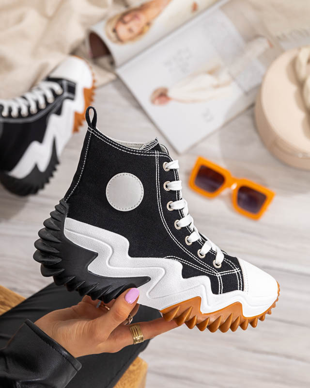 OUTLET Čierne dámske športové topánky a'la tenisky Oqapi - Obuv