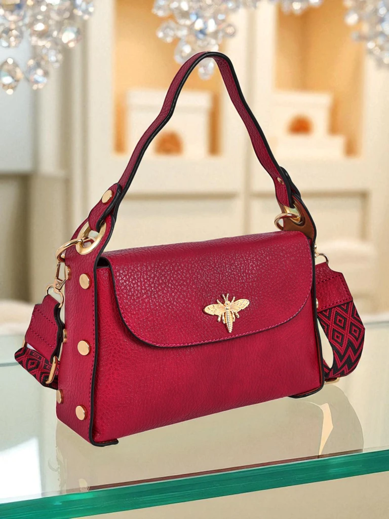 Ženska torbica fuksija Minerva eko usnje za na ramo in crossbody