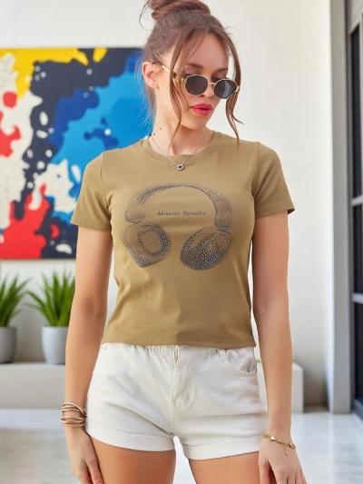 Royalfashion Dámske bavlnené tričko s potlačou Music Speaking