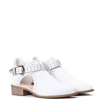 Białe botki z wycięciami Kayla- Obuwie