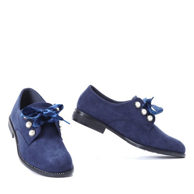 Granatowe półbuty z perełkami Lea - Obuwie