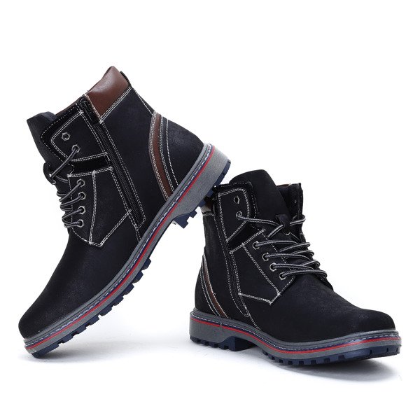 Czarne, męskie trapery- Obuwie