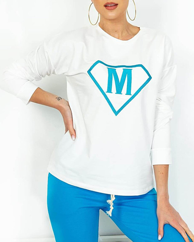 Dámska bielo-modrá športová tepláková súprava s odznakom - Oblečenie