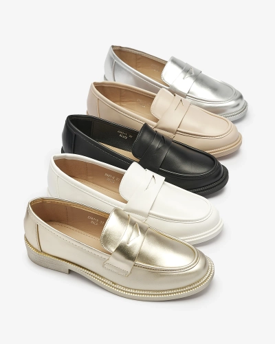 Strieborné dámske mokasíny z ekokože Zibom- Obuv