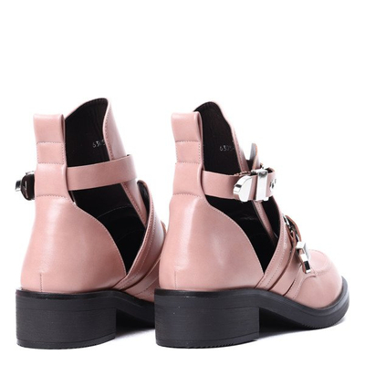 Różowe workery z wycięciami Rickie- Obuwie