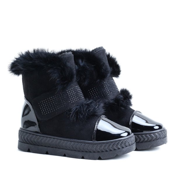 Czarne śniegowce na platformie Sophia - Obuwie