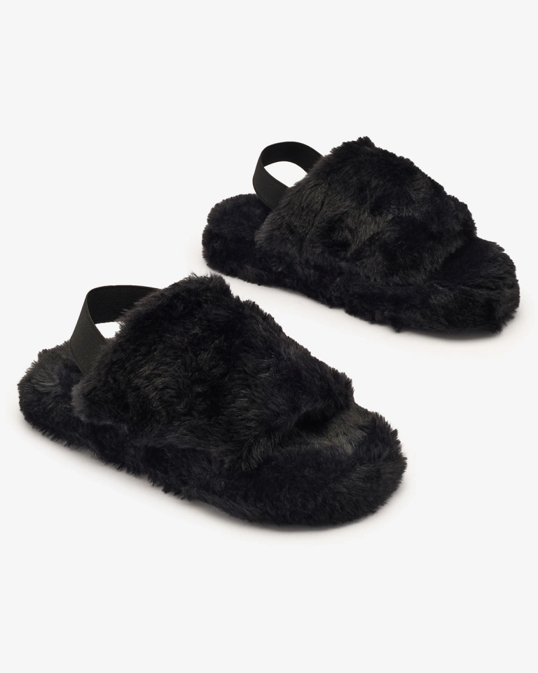 Royalfashion Čierne dámske kožušinové papuče Nabres