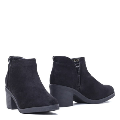 Czarne botki na słupku Emy- Obuwie