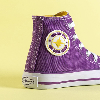 Fialové detské vysoké tenisky s odznakom Alvari - Obuv