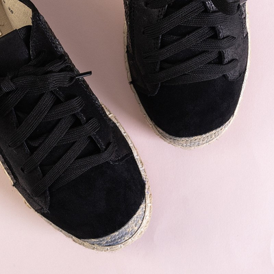OUTLET Čierne dámske tenisky a'la espadrilky Fesmav - Obuv