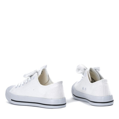Białe trampki z ozdobną kokardką Lisyy - Obuwie