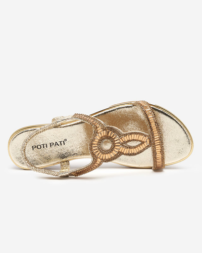 Dámske zlaté sandále s kubickými zirkónmi Koddi - Obuv