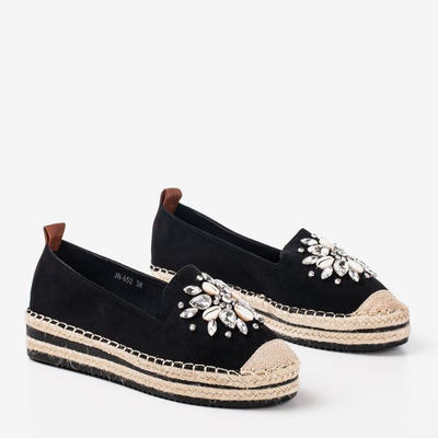 Černé espadrily na platformě s krystaly Mraque - Footwear 1