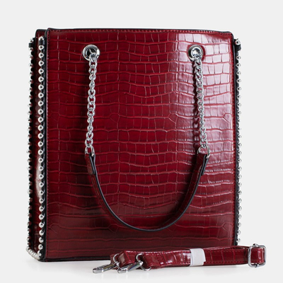 Dámska červená kabelka s vyrazením hadej kože - Kabelky