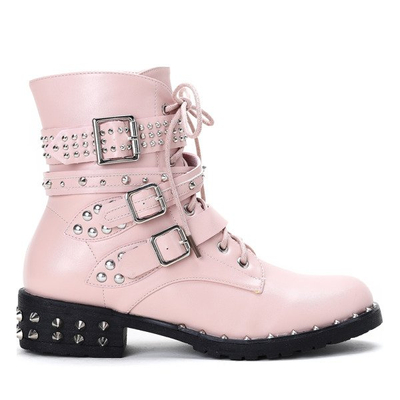 Różowe workery z ćwiekami Stephanie - Obuwie