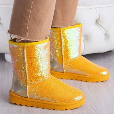 Žltá snehová morská víla s flitrami - Obuv
