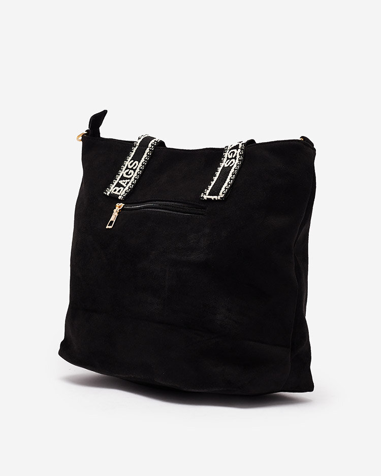 Royalfashion Čierna dámska kabelka z eko-semišu