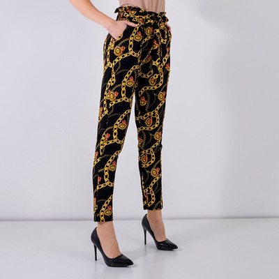 Čierne dámske nohavice s potlačou - Oblečenie