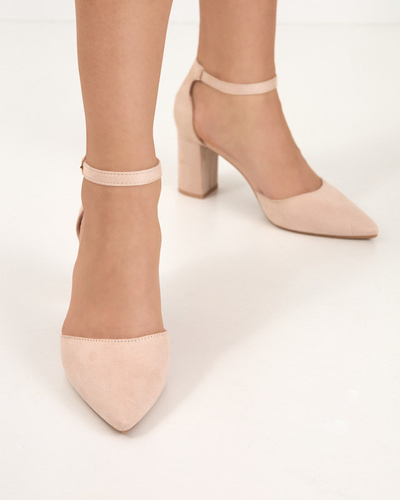 OUTLET Béžové dámske sandále na vyššom stĺpiku Hareda - Topánky