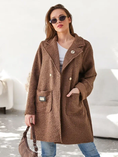 Royalfashion Ženský kabát pripomínajúci ovčiu kožu