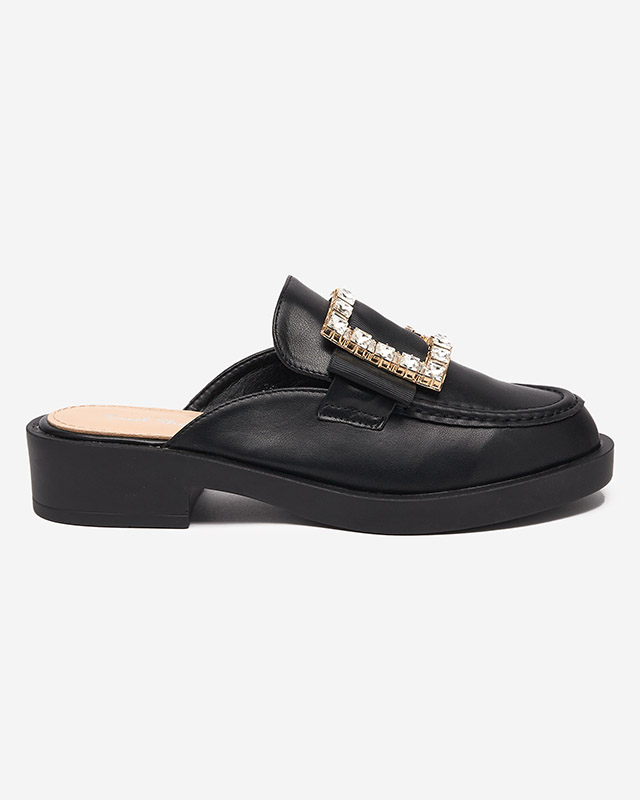 Dámske čierne papuče a'la loafers Delaqi - Topánky