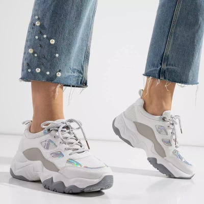 OUTLET Bielo-šedá dámska športová obuv s vsadkami Rebina - Obuv