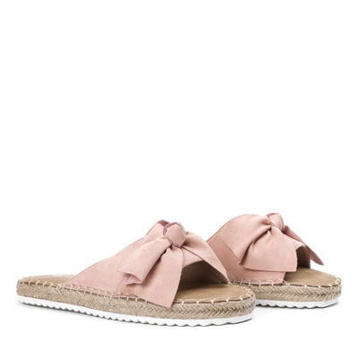 Różowe klapki z kokardką Summer Flower - Obuwie