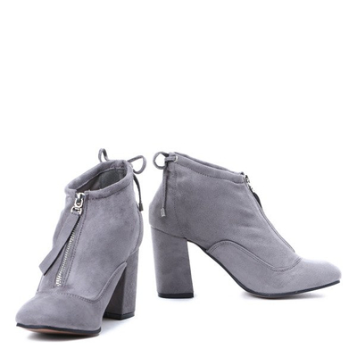 Szare botki na słupku Gloria - Obuwie