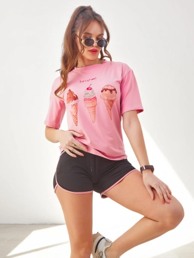 Royalfashion Dámsky športový set s tričkom a šortkami Ice Cream