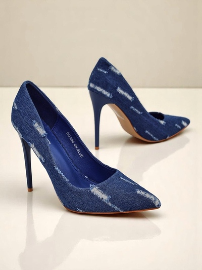 Royalfashion Dámske lodičky na ihlovom podpätku Denim Chic