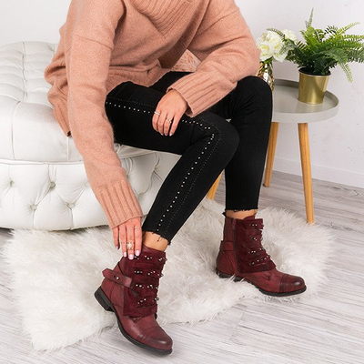 Bordowe workery Jaycee - Obuwie